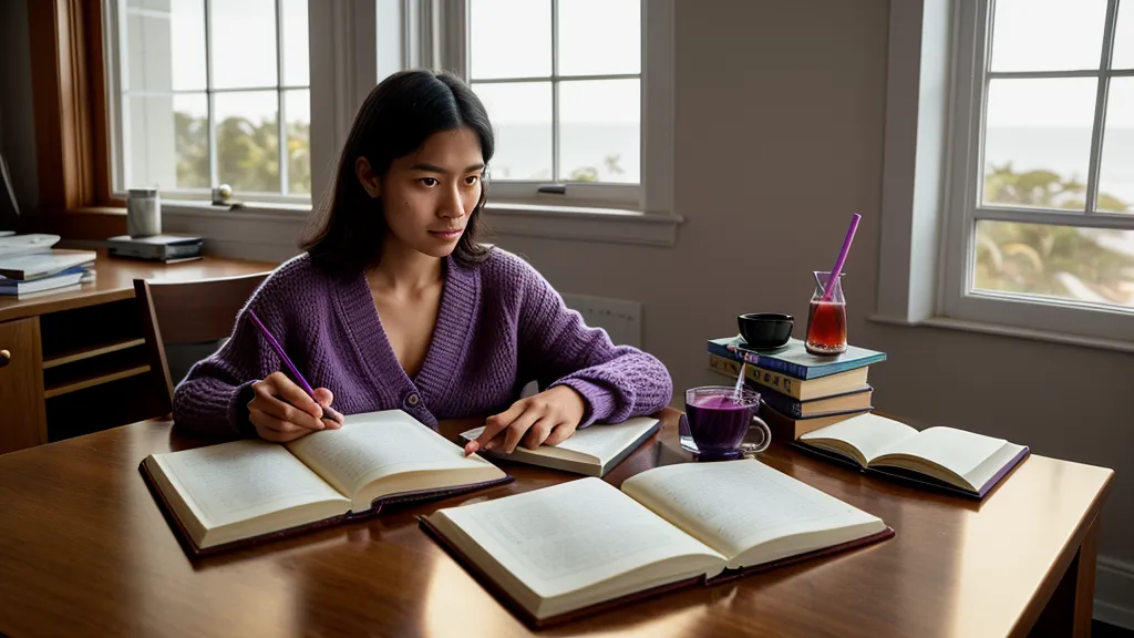 Cuaderno con partículas de la gramática coreana escritas a mano, borrones y correcciones típicas de aprender coreano por cuenta propia