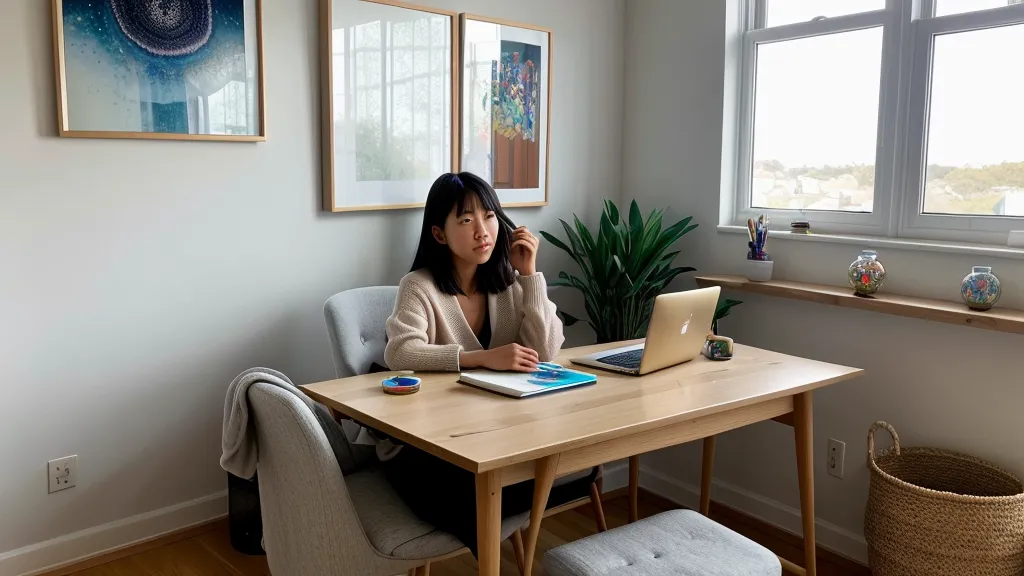 pantalla de laptop con un dorama coreano y subtítulos en hangul, ejercicio de lectura rápida en casa